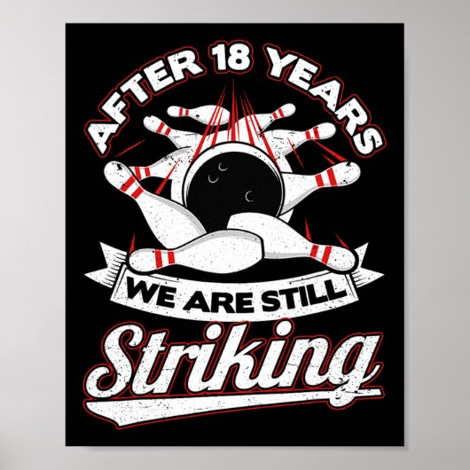 Poster 18e anniversaire du Mariage Bowling Striking 18 an (Devant)