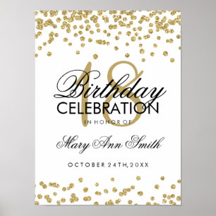 Poster 18e anniversaire Gold Faux Parties scintillant Con