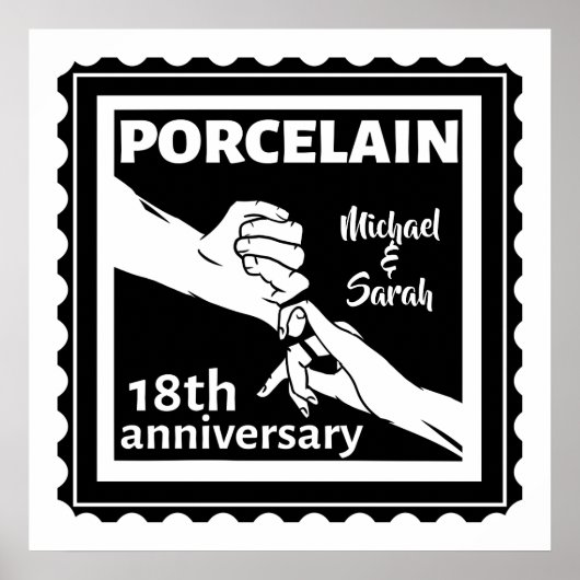 Poster 18e anniversaire mariage porcelaine traditionnelle (Devant)