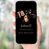 Poster 18e anniversaire noir rose or photo star accueil