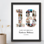 Poster 18e anniversaire Numéro 18 Photo personnalisée Col<br><div class="desc">Célébrez le 18e anniversaire de votre ado avec cette affiche personnalisée de collage photo numéro 18. Ce cadeau personnalisable est une façon parfaite de présenter des souvenirs précieux de la première année de votre enfant. L'affiche comporte un collage de photos qui capturent ces moments spéciaux, et il peut être customisé...</div>