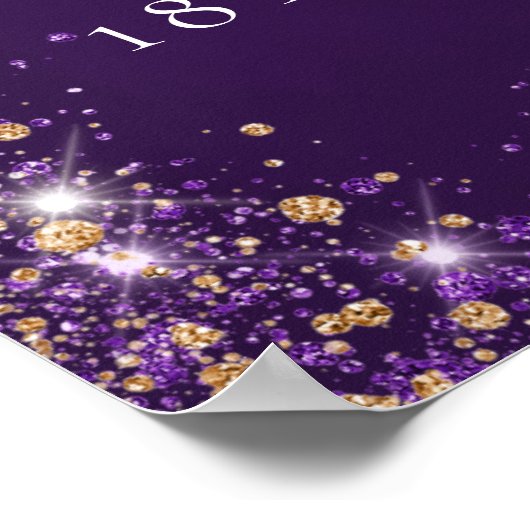 Poster 18e anniversaire parties scintillant violet scinti (Coin)