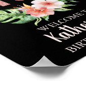 Poster 18e anniversaire rose floral personnalisé (Coin)