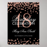 Poster 18e anniversaire Rose Gold Faux Parties scintillan<br><div class="desc">Elégant 18e anniversaire Rose Gold Faux Parties scintillant Confetti modèle bannière noire.</div>