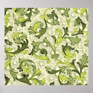 Poster 18ème siècle : Fond d'écran floral d'antiquité.