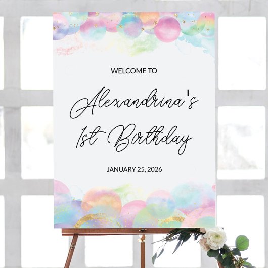 Poster 18x24" Colorful Rainbow Bubble Bienvenue Anniversa