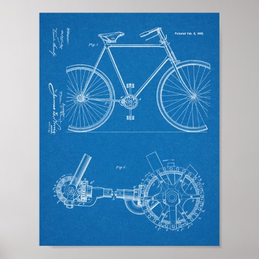 Poster 1900 Conception de bicyclettes sans chaines Brevet (Devant)