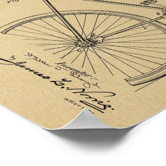 Poster 1900 Conception de bicyclettes sans chaines Brevet (Coin)