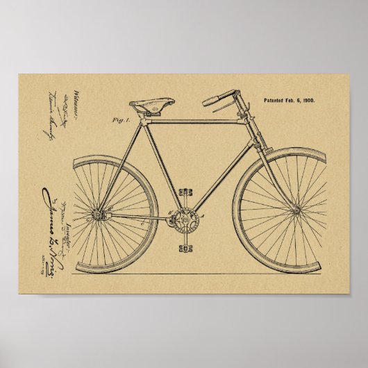 Poster 1900 Conception de bicyclettes sans chaines Brevet (Devant)
