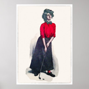 Poster 1901 Aquarelle de golf pour femme Imprimer