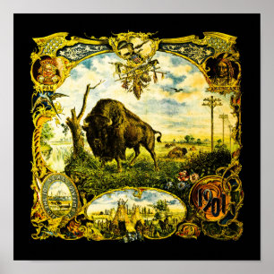 Poster 1901 Exposition Panaméricaine Buffalo NY Bison Vic