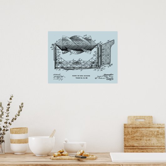 Poster 1901 Machine à voler Dessin d'avion (Cuisine)