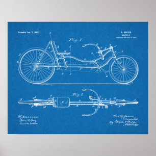 Poster 1902 Bicycle Recumbent Design Patent Art Print