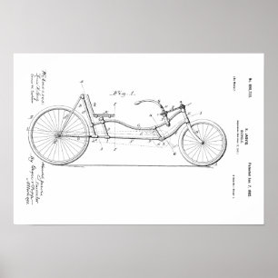 Poster 1902 Brevet recumbérant de bicyclette Vintage Impr