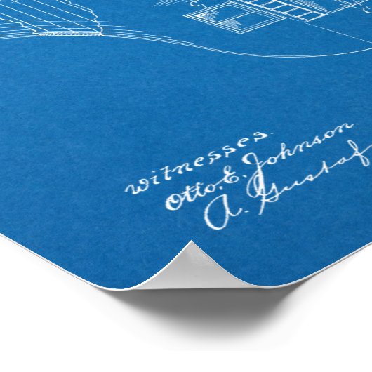 Poster 1902 Odd Airship Brevet d'Art Dessin Imprimer (Coin)