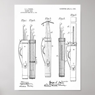 Poster 1903 Golf Club Caddy Bag Design Brevet d'Art Impri