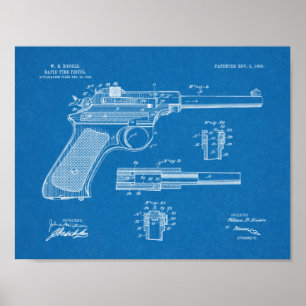 Poster 1903 Rapid Fire Gun Patent Art Drawing Print