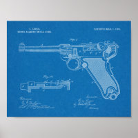 1904 Luger Gun Brevet Dessin d'art Imprimer