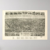 Poster 1904 Rutherford, NJ Birds Eye View Panoramic Map (Devant)