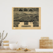 Poster 1905 Confluence, PA Oiseaux Vue panoramique Carte (Cuisine)