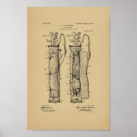 1905 Vintage Golf Caddy Bag Brevet d'Art Imprimer