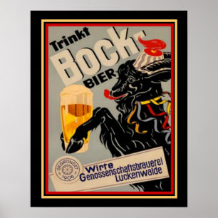 Poster 1906 Allemand Bock Beer Advertisement 16x20