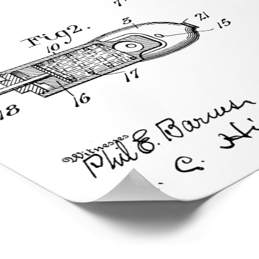 Poster 1906 Brevet d'art de canon à eau Imprimer (Coin)