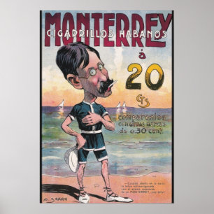 Poster 1907 Vintage Monterrey Cigar Publicité