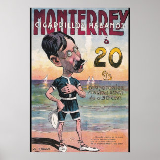 Poster 1907 Vintage Monterrey Cigar Publicité