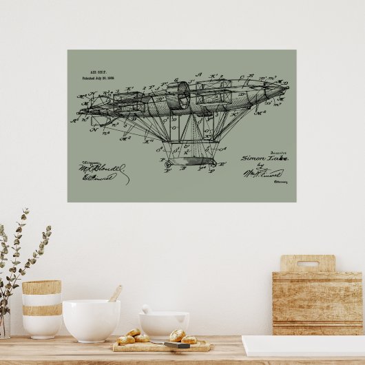 Poster 1909 Aéronautique - Brevet de brevets d'art Imprim (Cuisine)