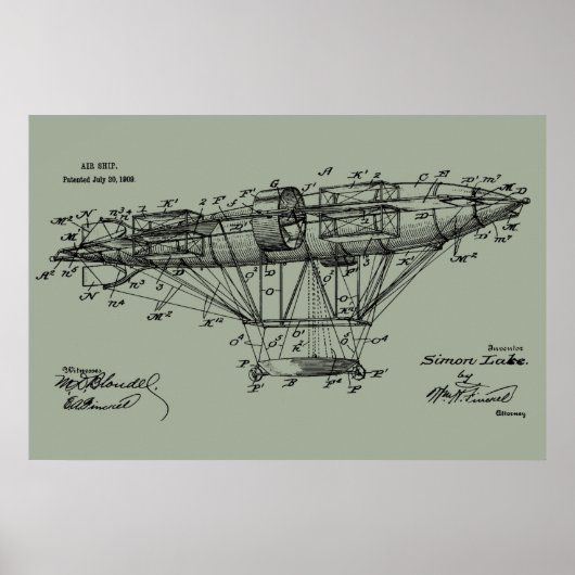 Poster 1909 Aéronautique - Brevet de brevets d'art Imprim (Devant)
