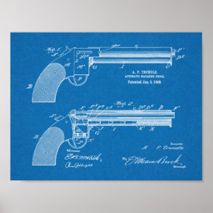 Poster 1909 Gun Auto Patent Art Drawing Print