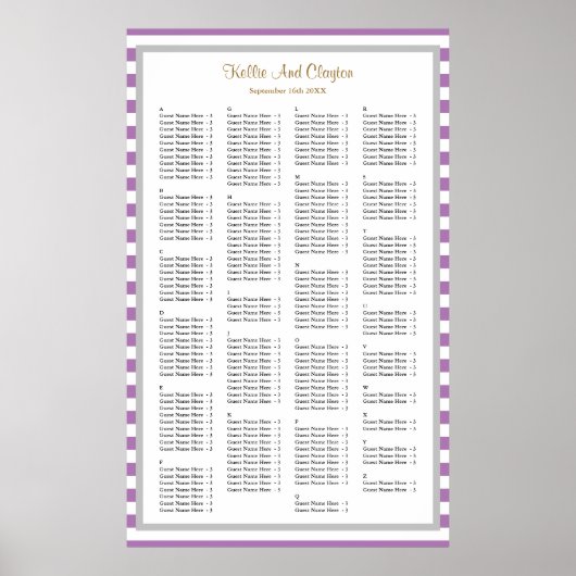 Poster 190 Mariage à rayures violettes/blanches (Devant)