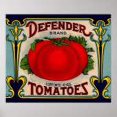 Poster 1910s Defender marque tomates étiquette (Devant)