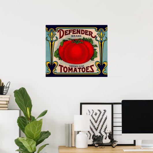 Poster 1910s Defender marque tomates étiquette (Bureau à domicile)