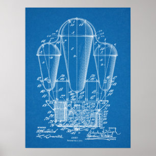 Poster 1911 Airship Balloon Patent Art Drawing Print