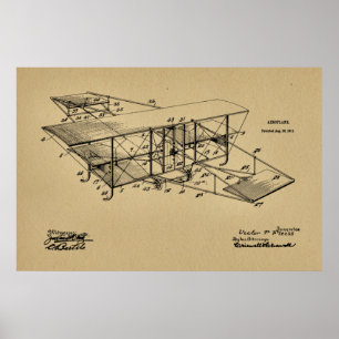 Poster 1911 Avion Brevet d'Art Dessin Imprimer