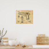 Poster 1911 Colt Browning Gun brevet d'art dessin (Cuisine)