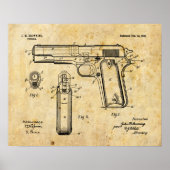 Poster 1911 Colt Browning Gun brevet d'art dessin (Devant)