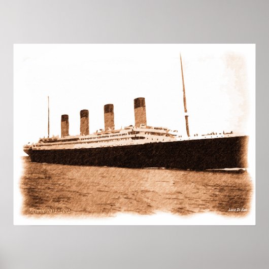 Poster 1912-2012 Signé dessin du mémorial de Titanic (Devant)