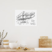 Poster 1912 Ancien avion Brevet Art Dessin Imprimer (Cuisine)