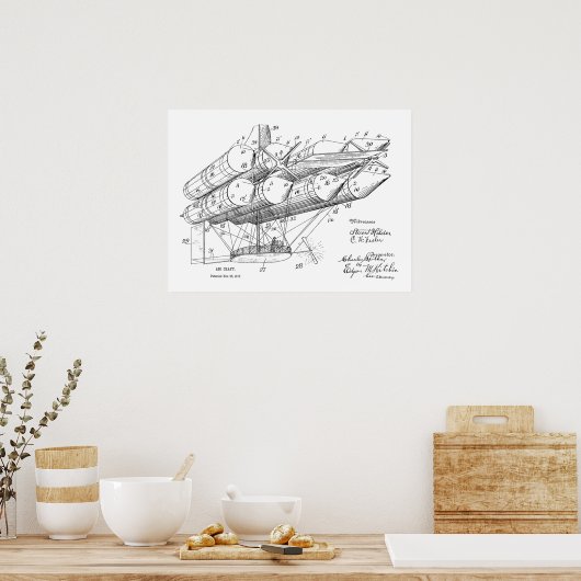 Poster 1912 Ancien avion Brevet Art Dessin Imprimer (Cuisine)