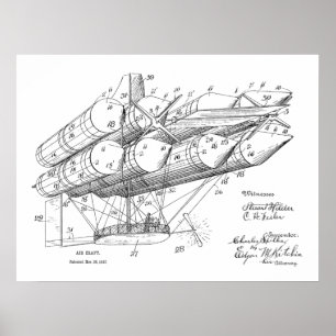 Poster 1912 Ancien avion Brevet Art Dessin Imprimer