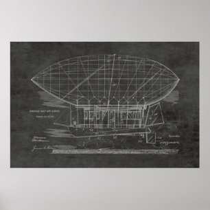Poster 1912 Bateau Ballons Brevet d'art Imprimer