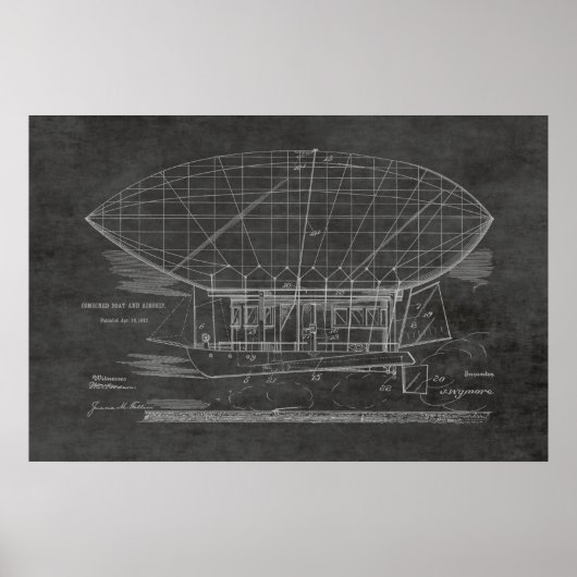 Poster 1912 Bateau Ballons Brevet d'art Imprimer (Devant)