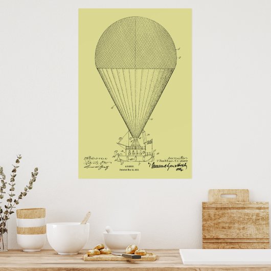 Poster 1913 Bateau Ballons Brevet d'art Imprimer (Cuisine)