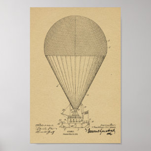 Poster 1913 Bateau Ballons Brevet d'art Imprimer