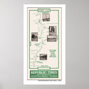 Poster 1914 carte, Carson City, bateau à  vapeur,