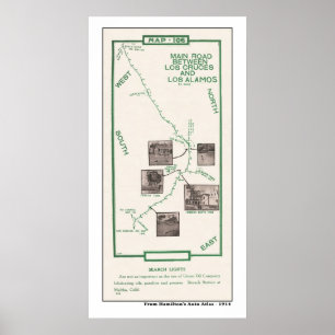 Poster 1914 Carte, Los Cruces à Los Alamos