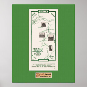 Poster 1914 Carte, Père Noël Cruz à Salinas, Mat Vert